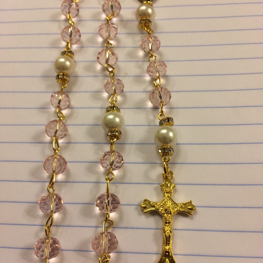 LOVE LOVE BEAUTIFUL PINK ROSARY (HANDMADE)